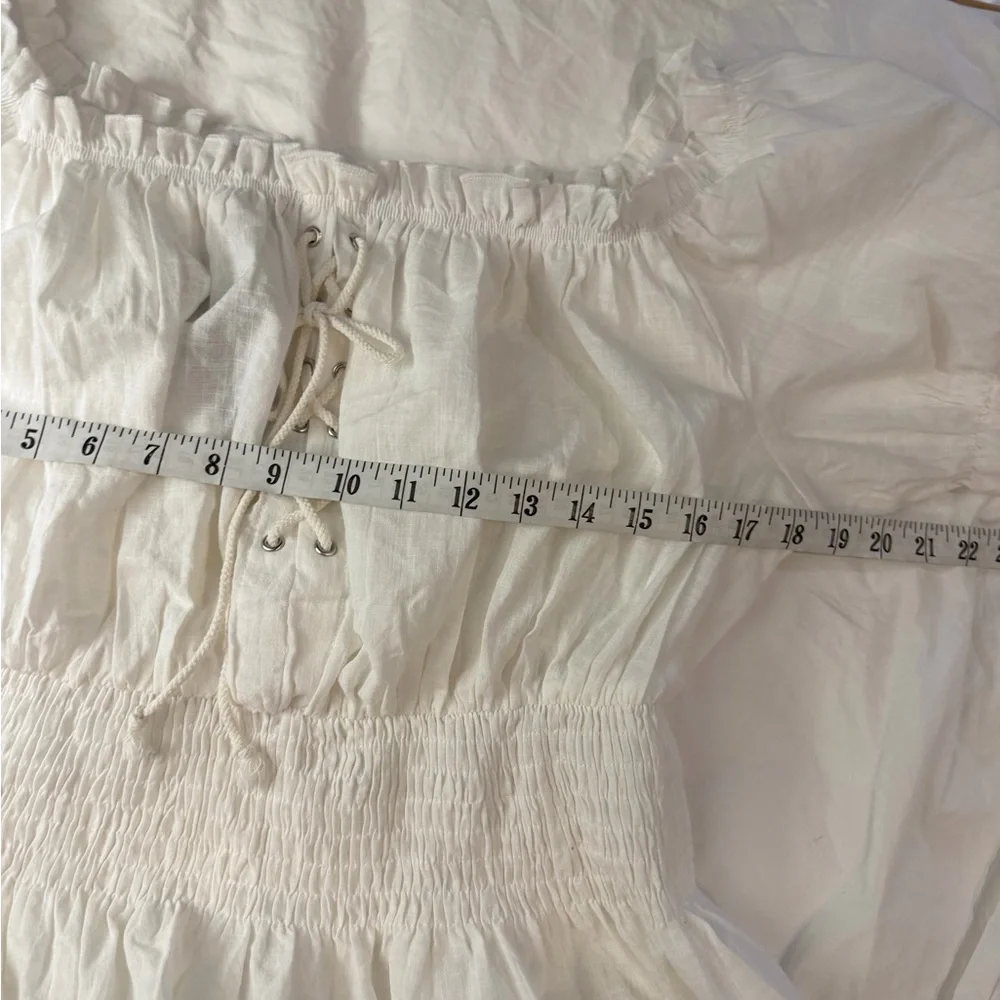 NWT SCARLET DARKNESS Renaissance Peasant Blouse White Lace Up M - Picture 6 of 8